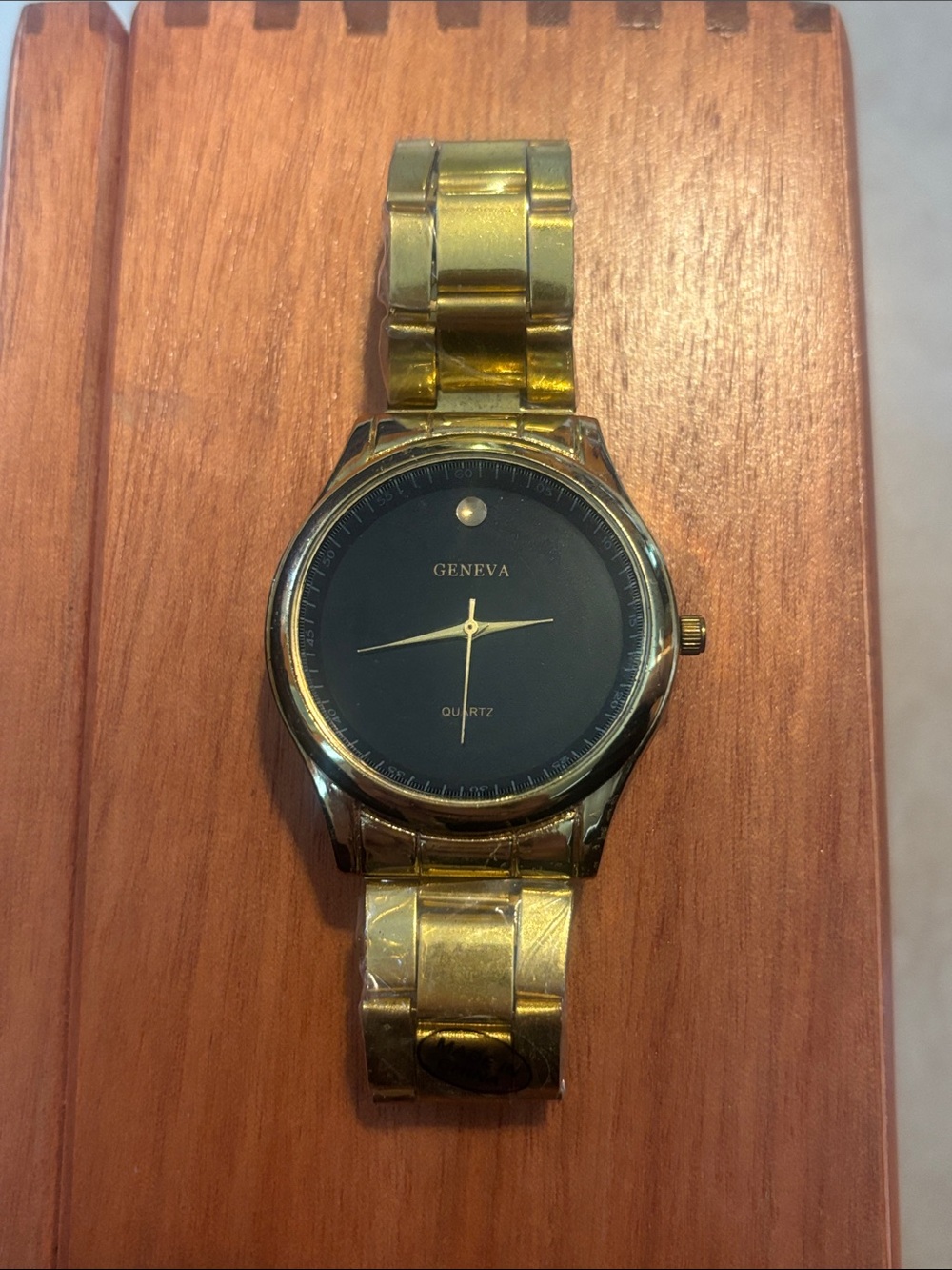 Geneva Gold-Tone Men's Watch with Black Dial